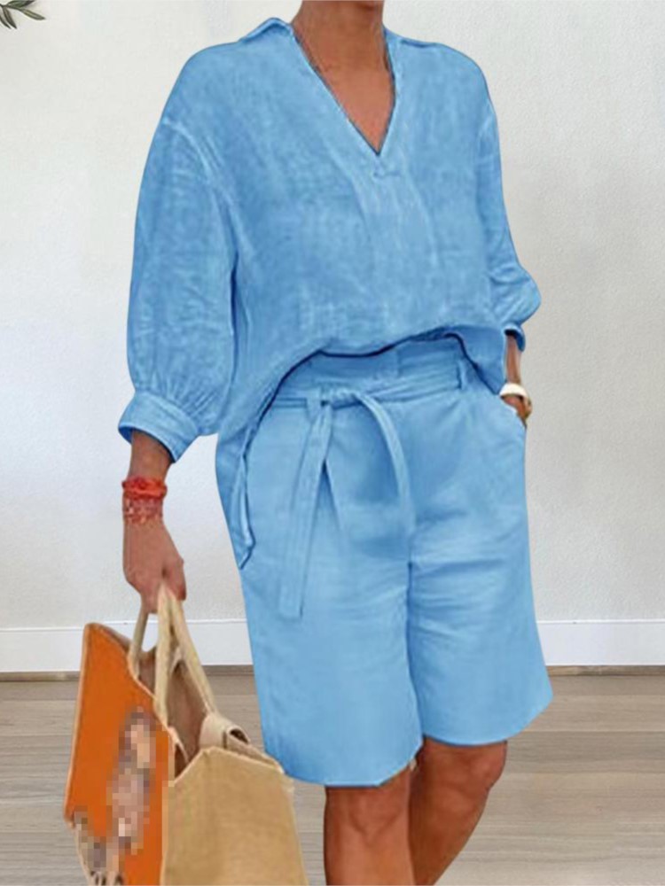 Women Suits Elegant Style Two  - Linen Shirt Breathable avis et prix
