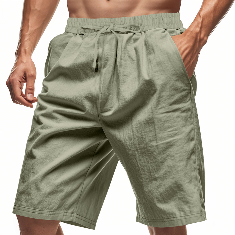2026 New Men Cotton Linen Beac - Short Linen Drawstring avis et prix