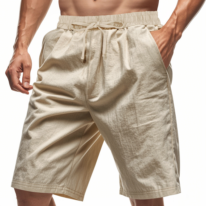 2026 New Men Cotton Linen Beac - Short Linen Drawstring avis et prix