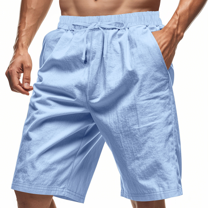 2026 New Men Cotton Linen Beac - Short Linen Drawstring avis et prix