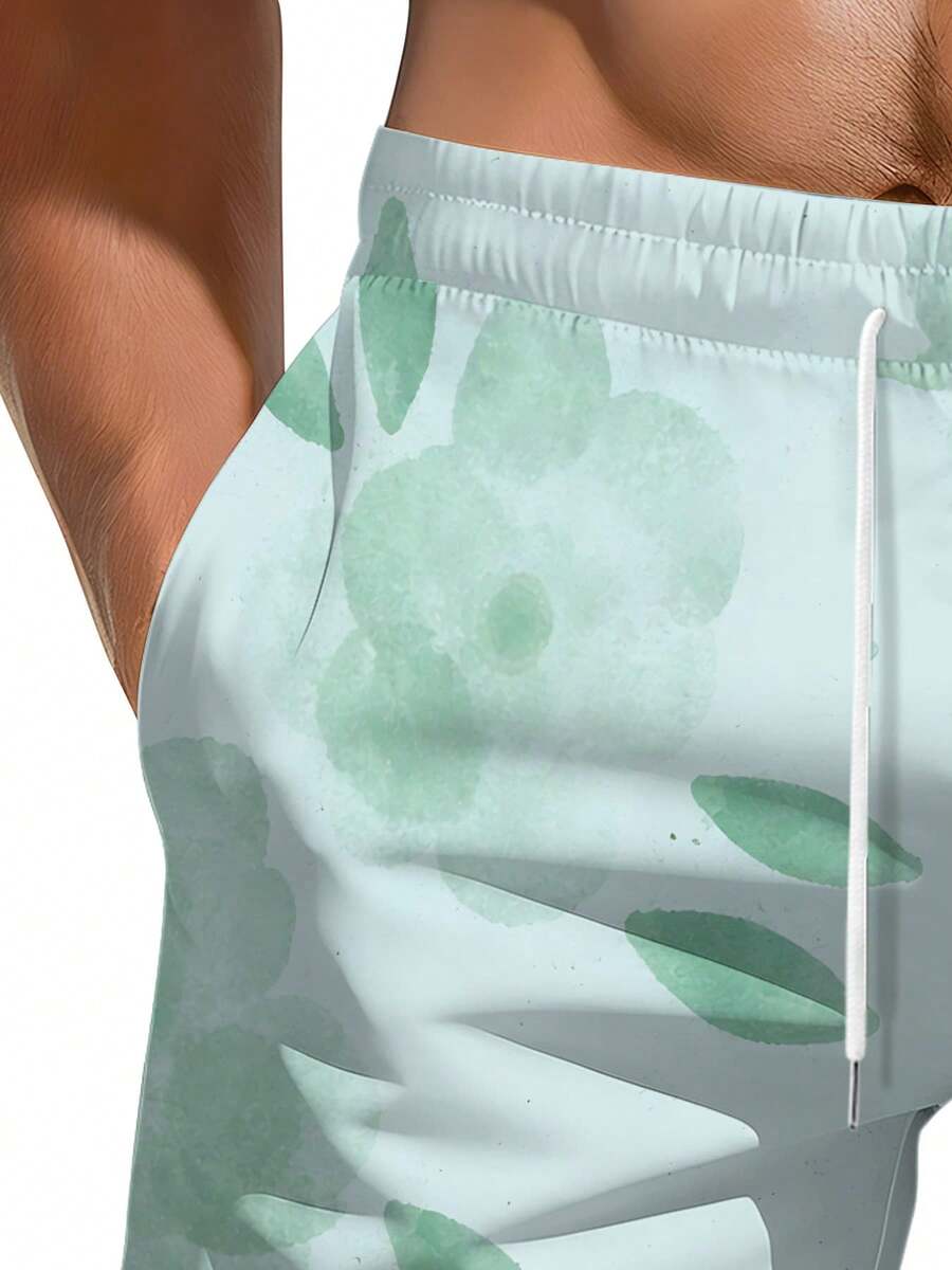 Mens Floral Print Beach Shorts - Swim Trunk Quick Dry avis et prix