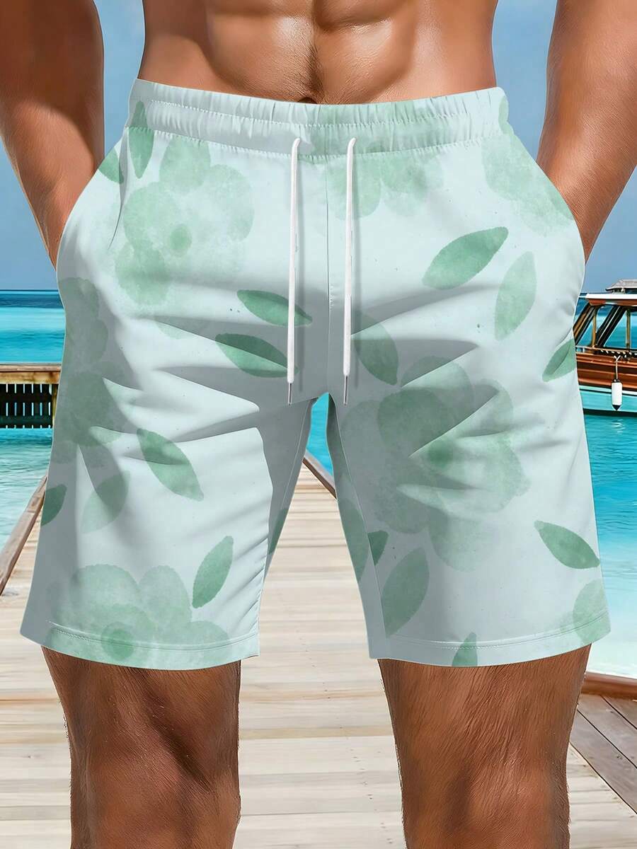 Mens Floral Print Beach Shorts - Swim Trunk Quick Dry avis et prix