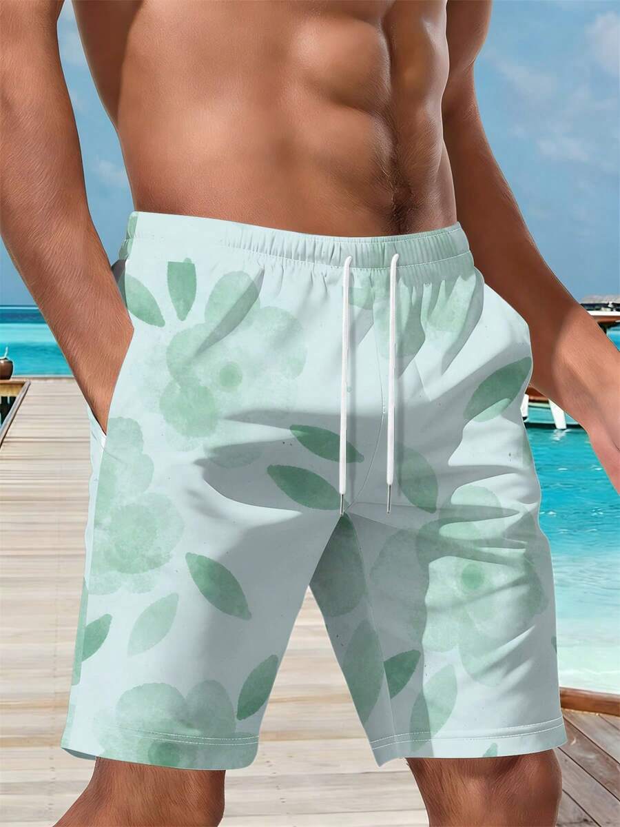 Mens Floral Print Beach Shorts - Swim Trunk Quick Dry avis et prix