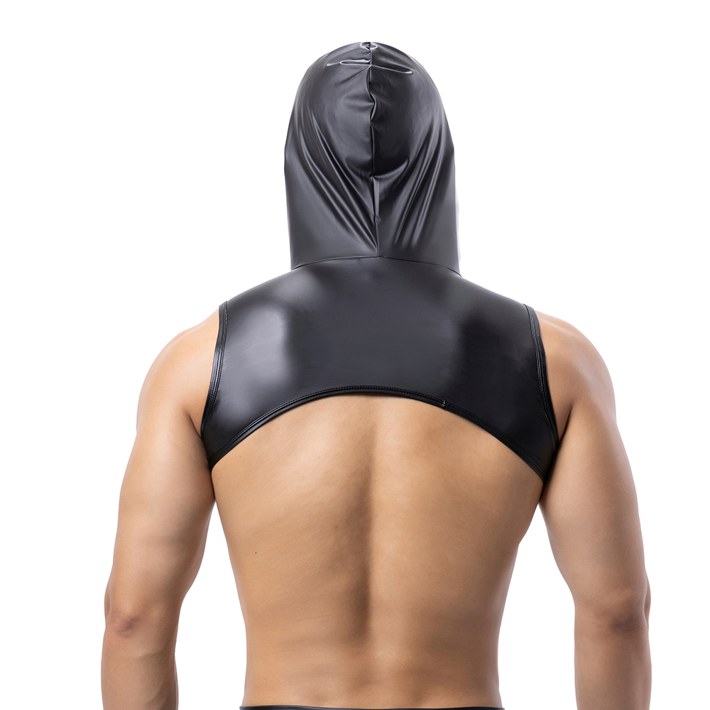 Men Faux Leather Hooded Fitnes - Tank Top Muscle avis et prix
