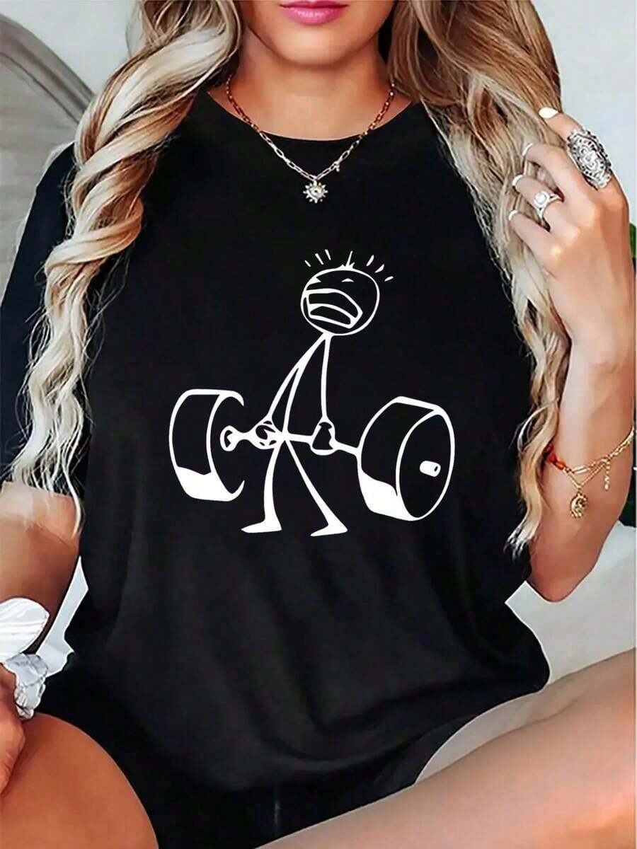 Oversized Funny Workout Graphi - Tee Graphic Print avis et prix
