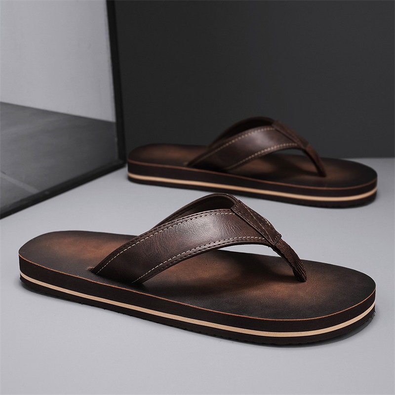 Men's Vintage Washed Faux Leat - Flip Flop Leather Men avis et prix