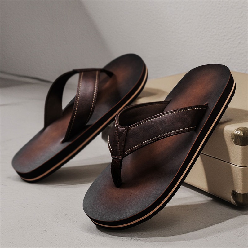 Men's Vintage Washed Faux Leat - Flip Flop Leather Men avis et prix