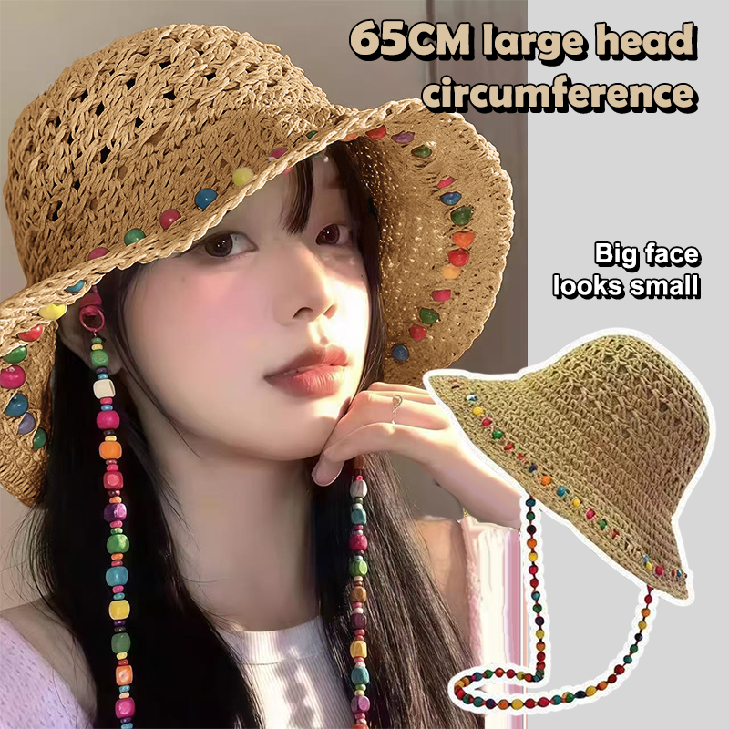 Retro Versatile Hollow Big Bri - Bucket Hat Straw avis et prix