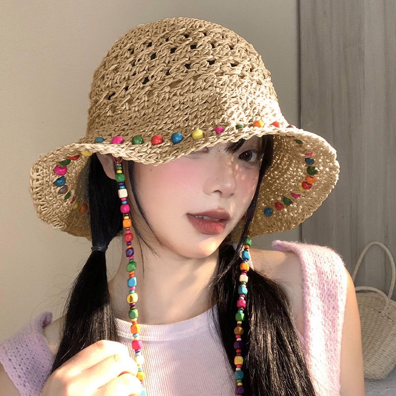 Retro Versatile Hollow Big Bri - Bucket Hat Straw avis et prix