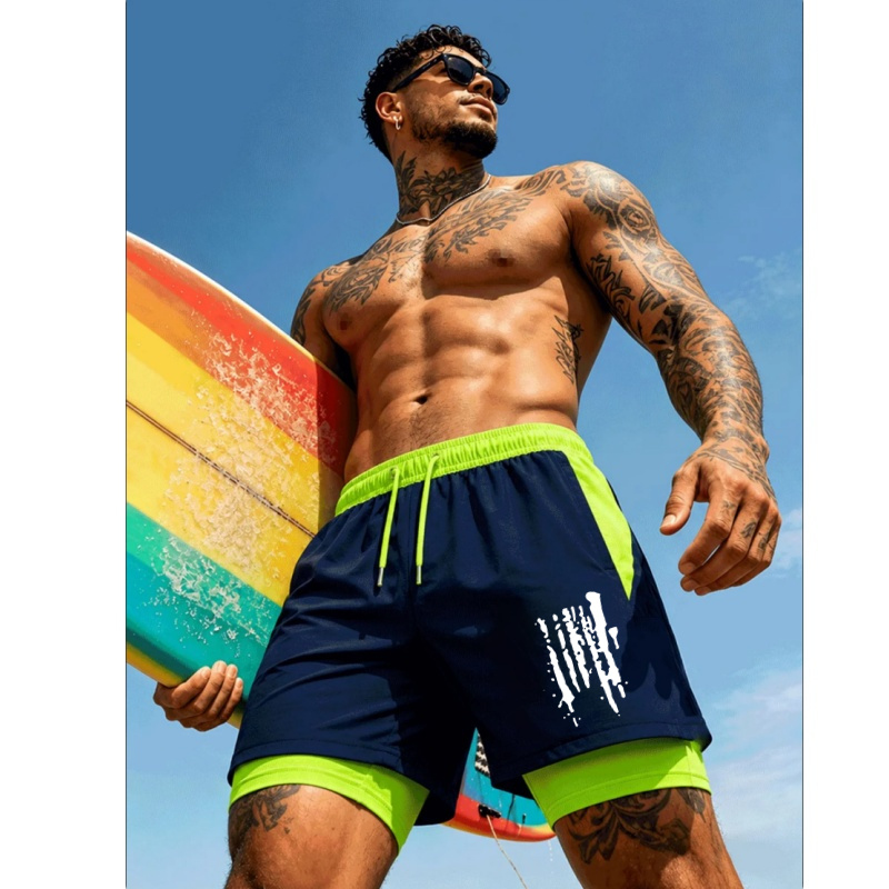 Men'S Two-In-One Double Layer  - Trunks Board Surf avis et prix