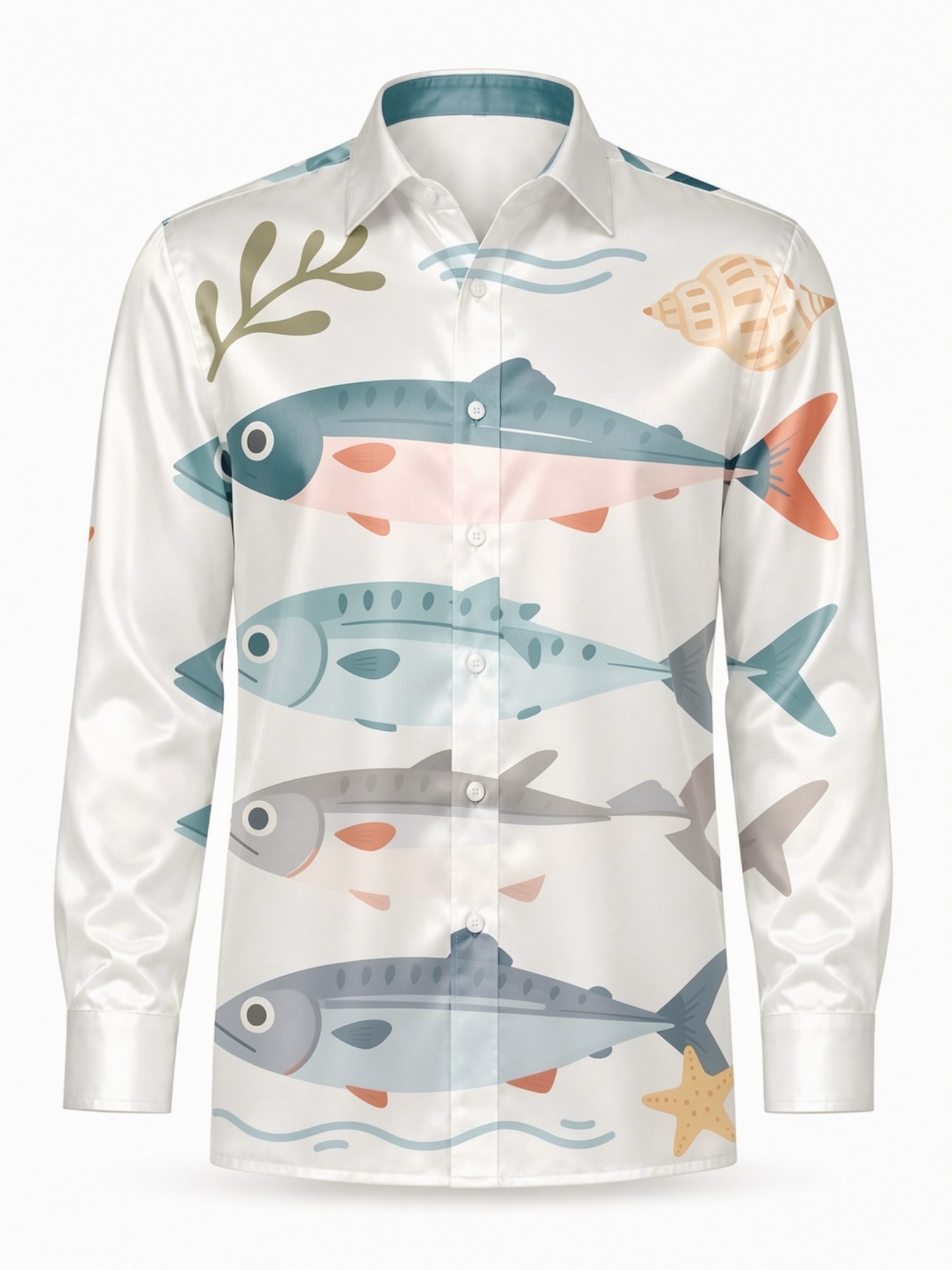 Mens Luxury Satin Long Sleeve  - Resort Shirt Floral avis et prix