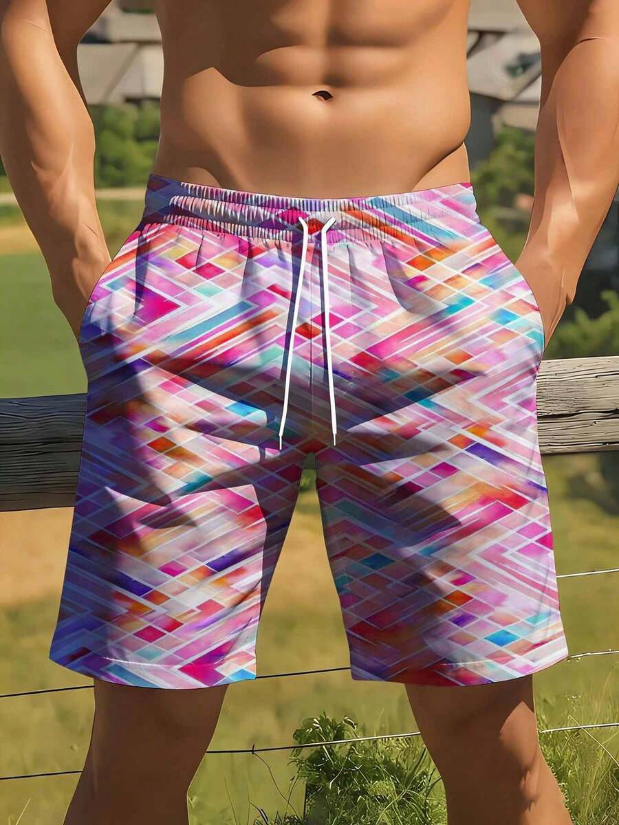 Mens Vibrant Abstract Geometri - Swim Trunk Quick Dry avis et prix