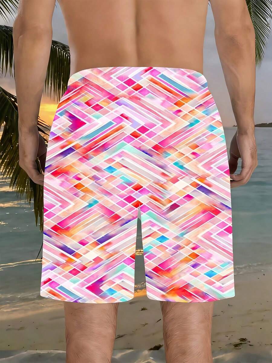 Mens Vibrant Abstract Geometri - Swim Trunk Quick Dry avis et prix