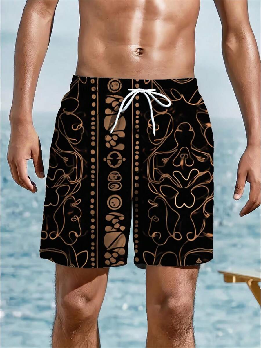 Mens Abstract Geometric Print  - Swim Trunk Quick Dry avis et prix