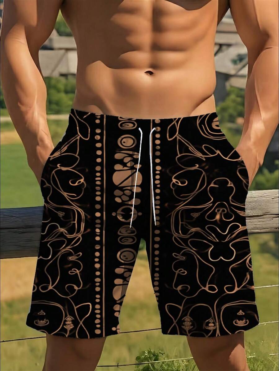 Mens Abstract Geometric Print  - Swim Trunk Quick Dry avis et prix