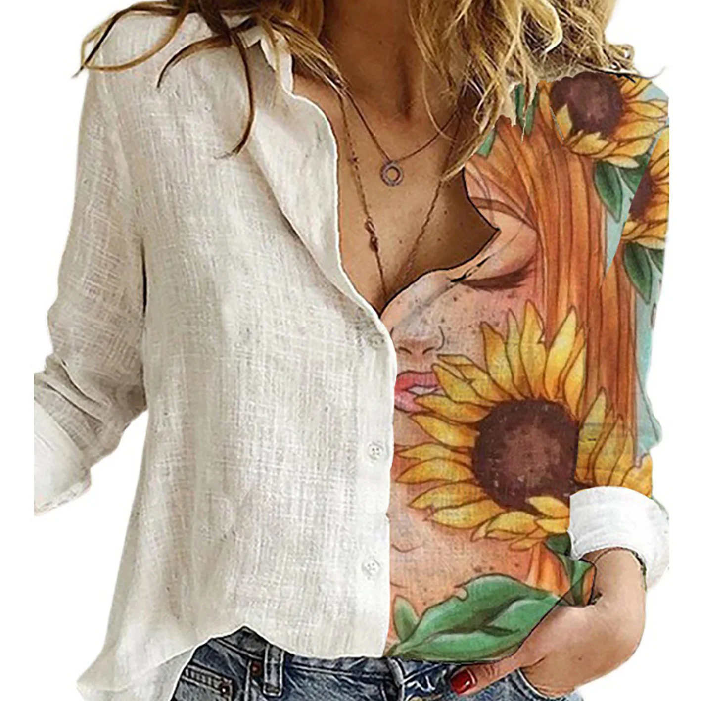 Women Spring And Autumn Long S - Shirt Camp Collar avis et prix