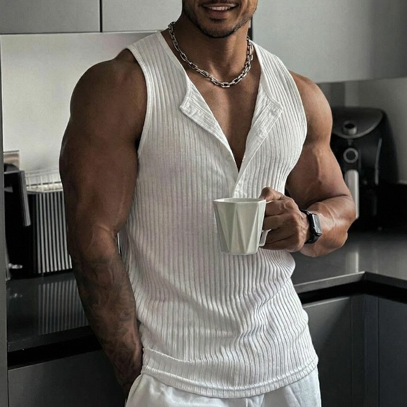Sporty Tank Top Solid Color Cr - Tank Top Muscle avis et prix