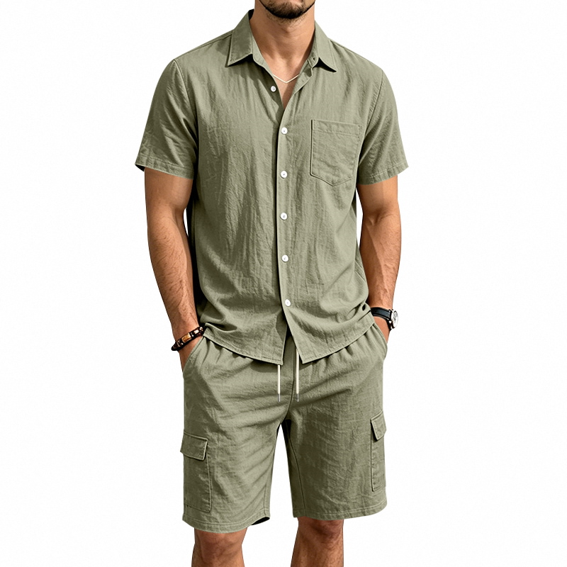 Men Summer American Linen Two  - Linen Shirt Breathable avis et prix