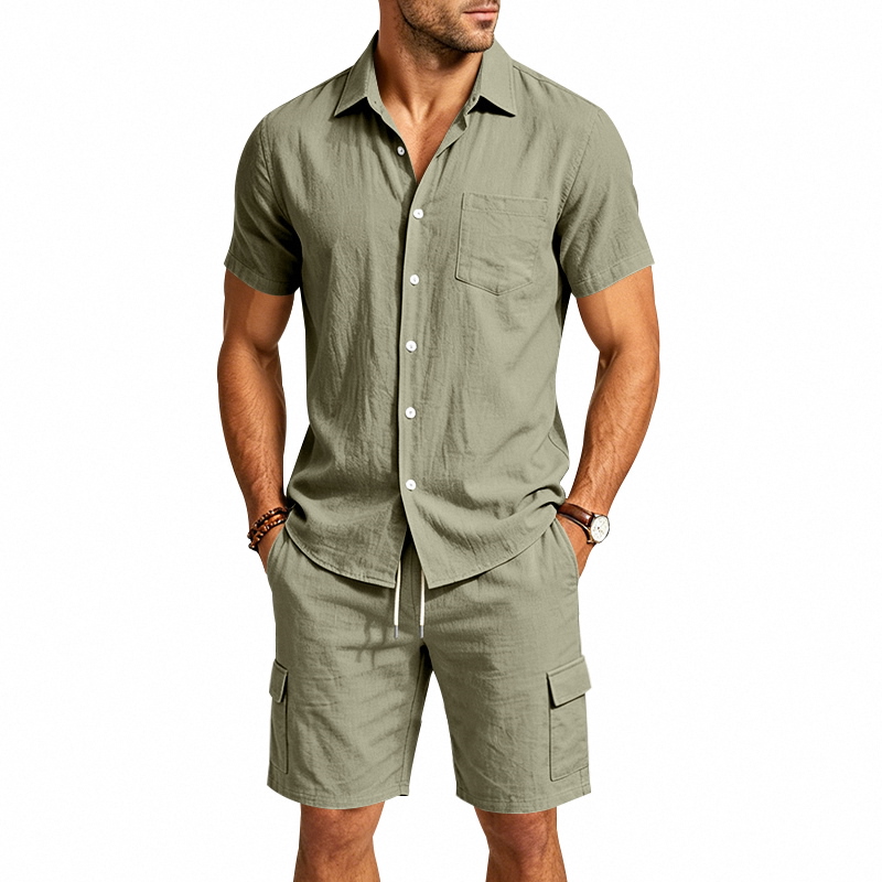 Men Summer American Linen Two  - Linen Shirt Breathable avis et prix