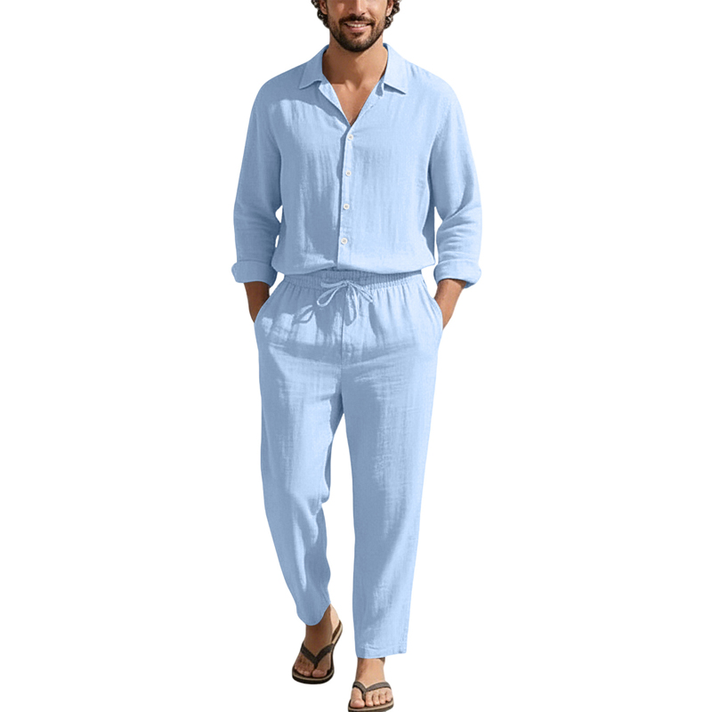 Spring Summer Linen Casual Set - Linen Shirt Breathable avis et prix