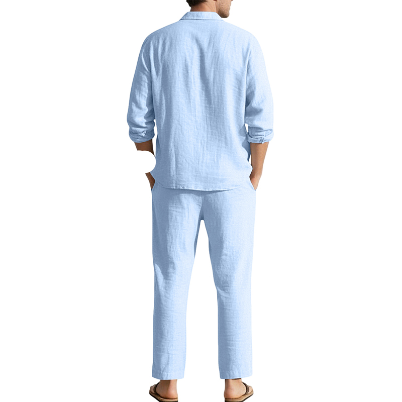 Spring Summer Linen Casual Set - Linen Shirt Breathable avis et prix