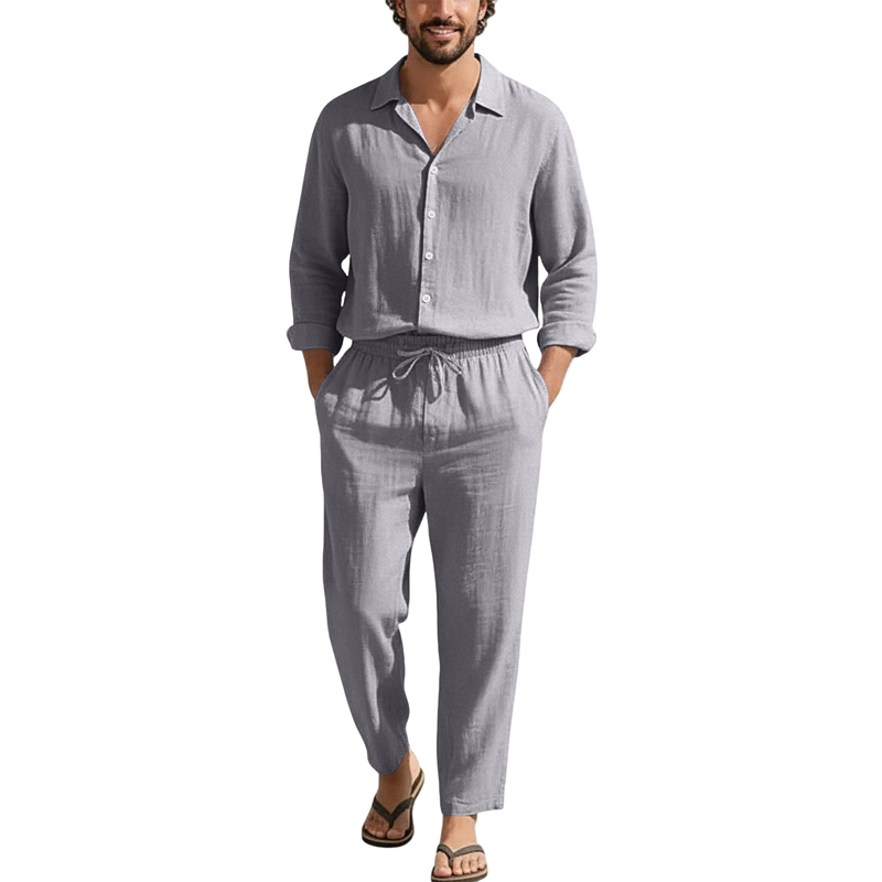Spring Summer Linen Casual Set - Linen Shirt Breathable avis et prix