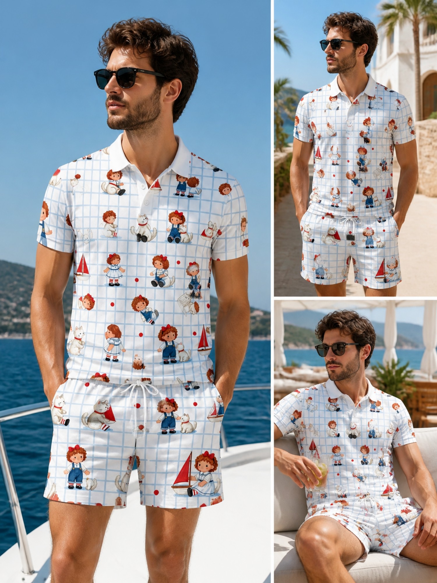 Mens Short Sleeve Polo Shirt a - Resort Shirt Floral avis et prix